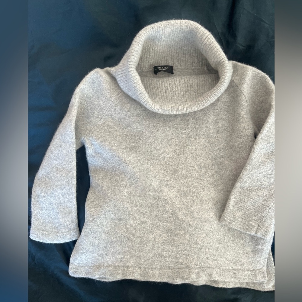 MAX MARA grey virgin wool turtleneck